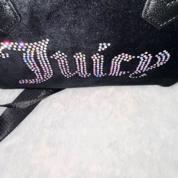 Juicy Couture Black Velvet with Iridescent Rhinestones Obsession Satchel Bag NWT - Picture 10 of 11